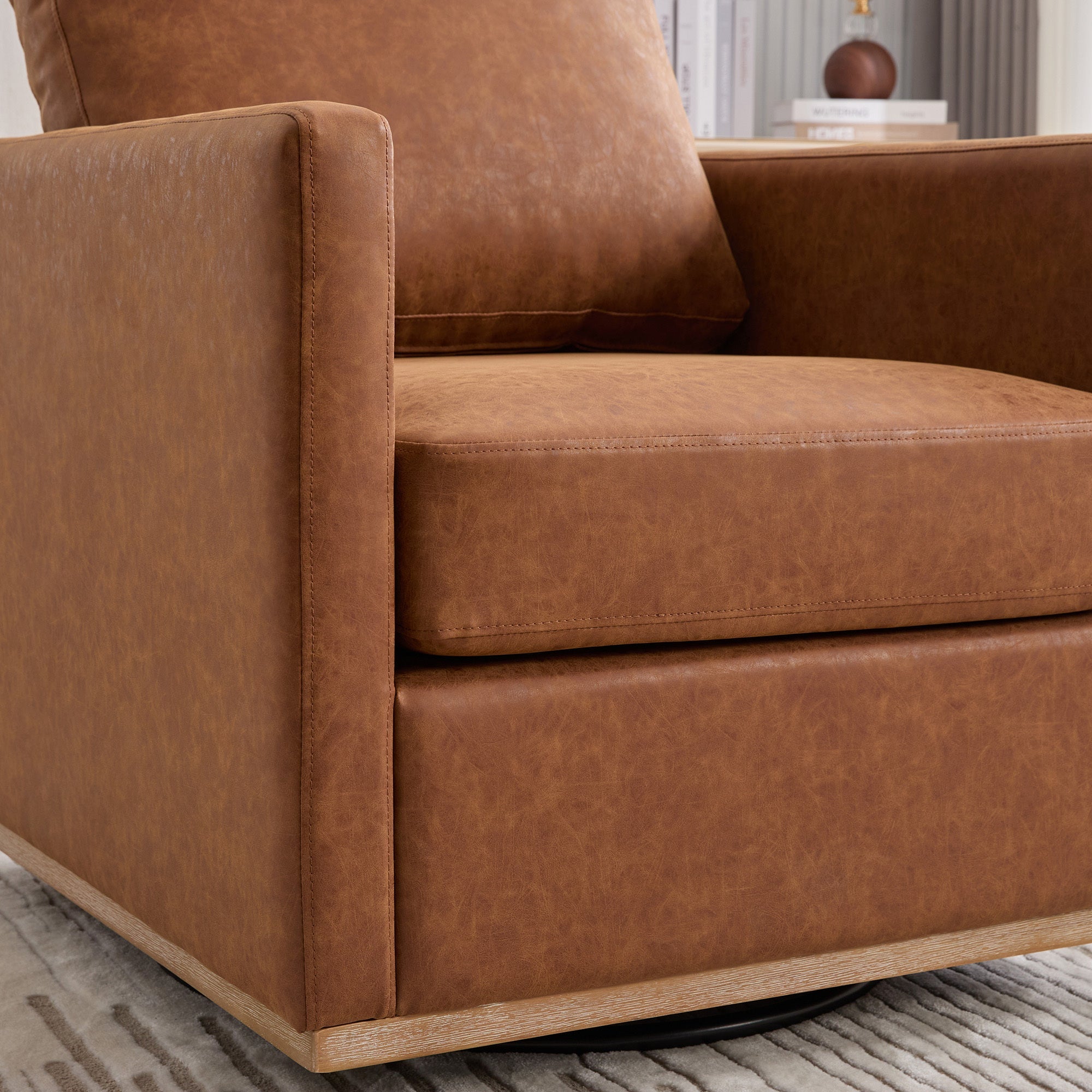 Modern Square Chenille Upholstered Swivel Accent Chair