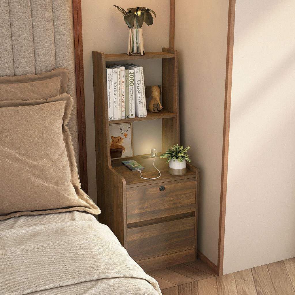 Modern Smart Nightstand with Charging Station