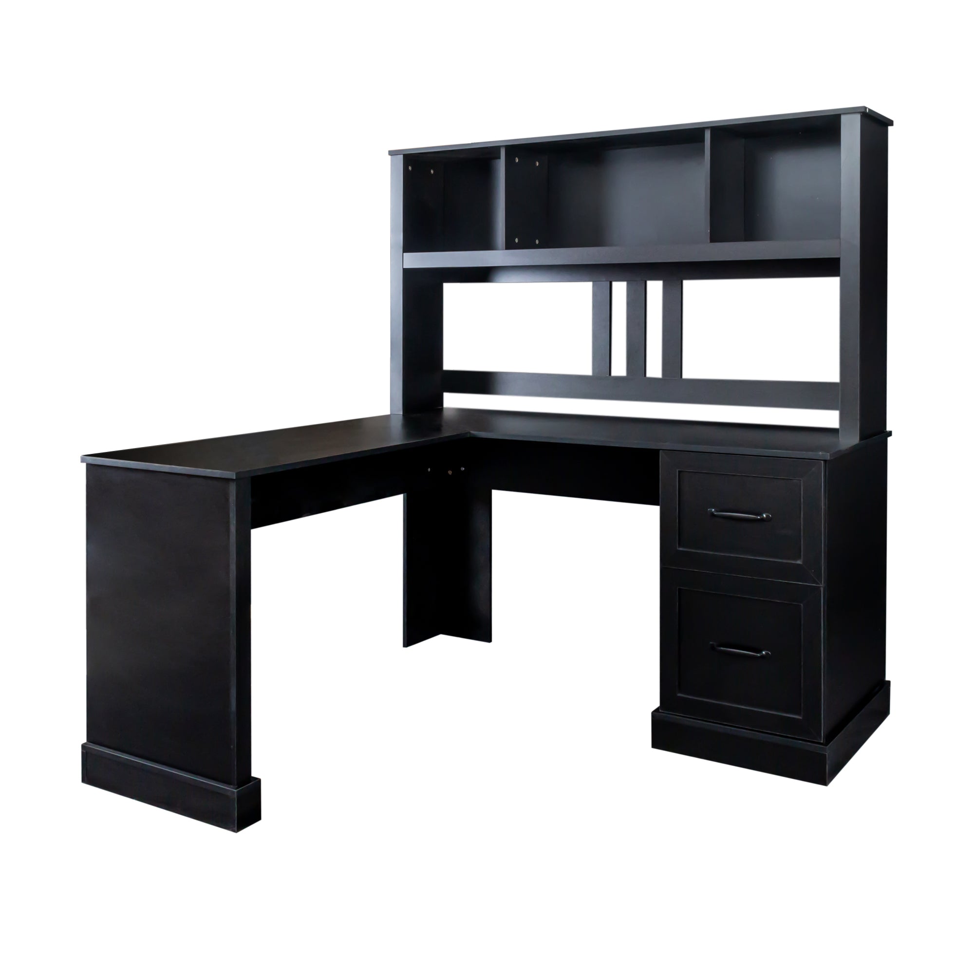 Space-Saving Home Office Computer Workstation with Storage Shelves
