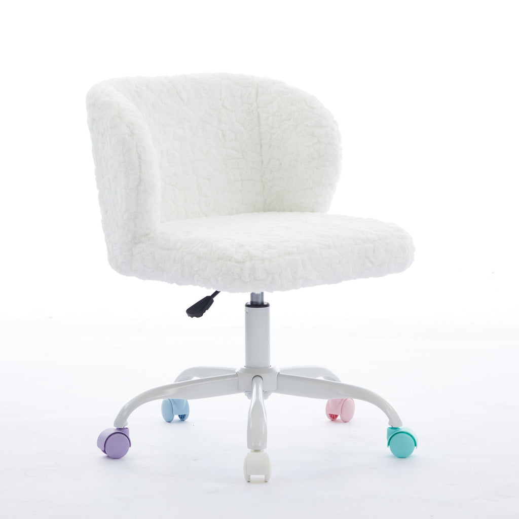 Artificial Rabbit Hair Adjustable Office Chair with Metal Base