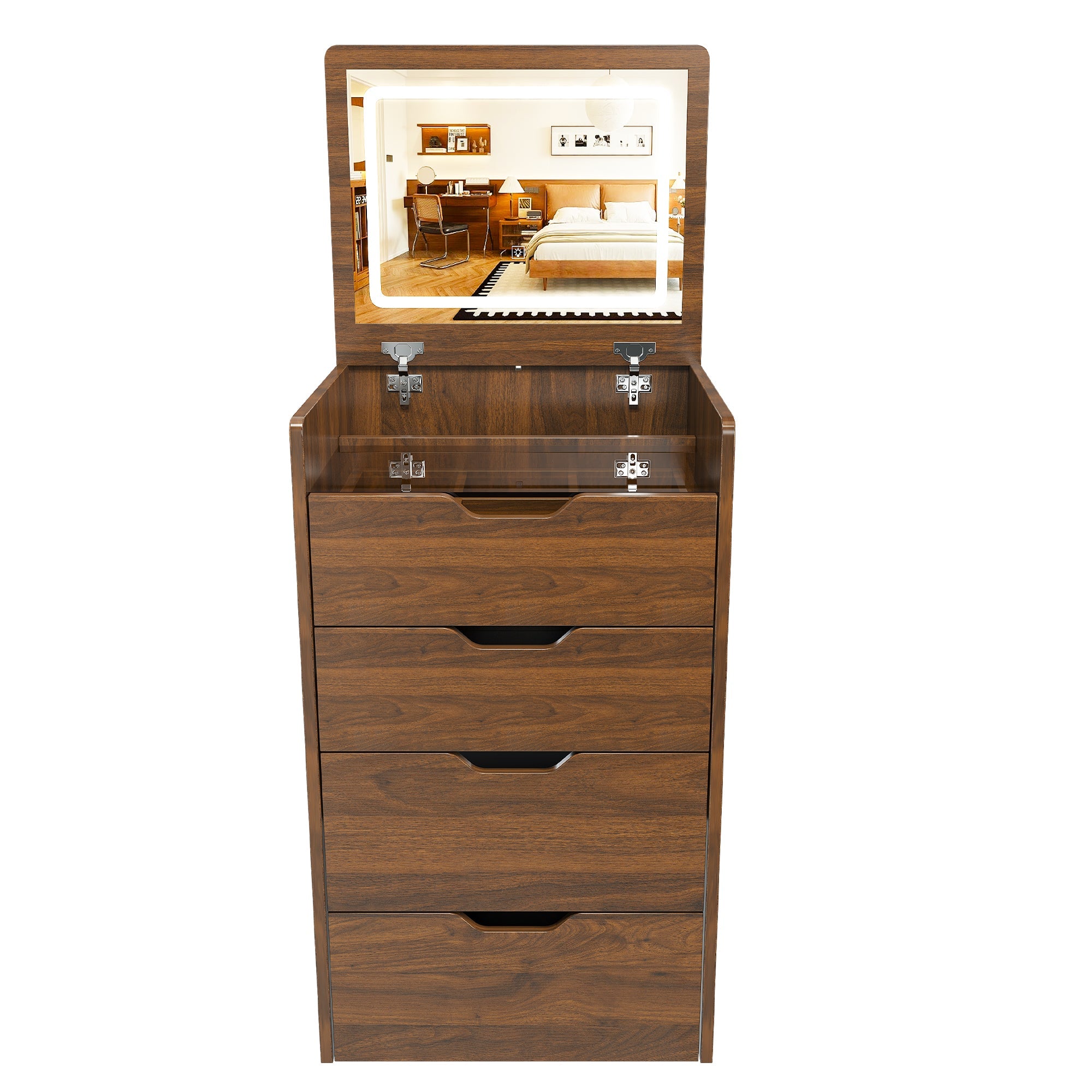 18.9'L 3-in-1 Vanity Desk with Lighted Mirror & Stool