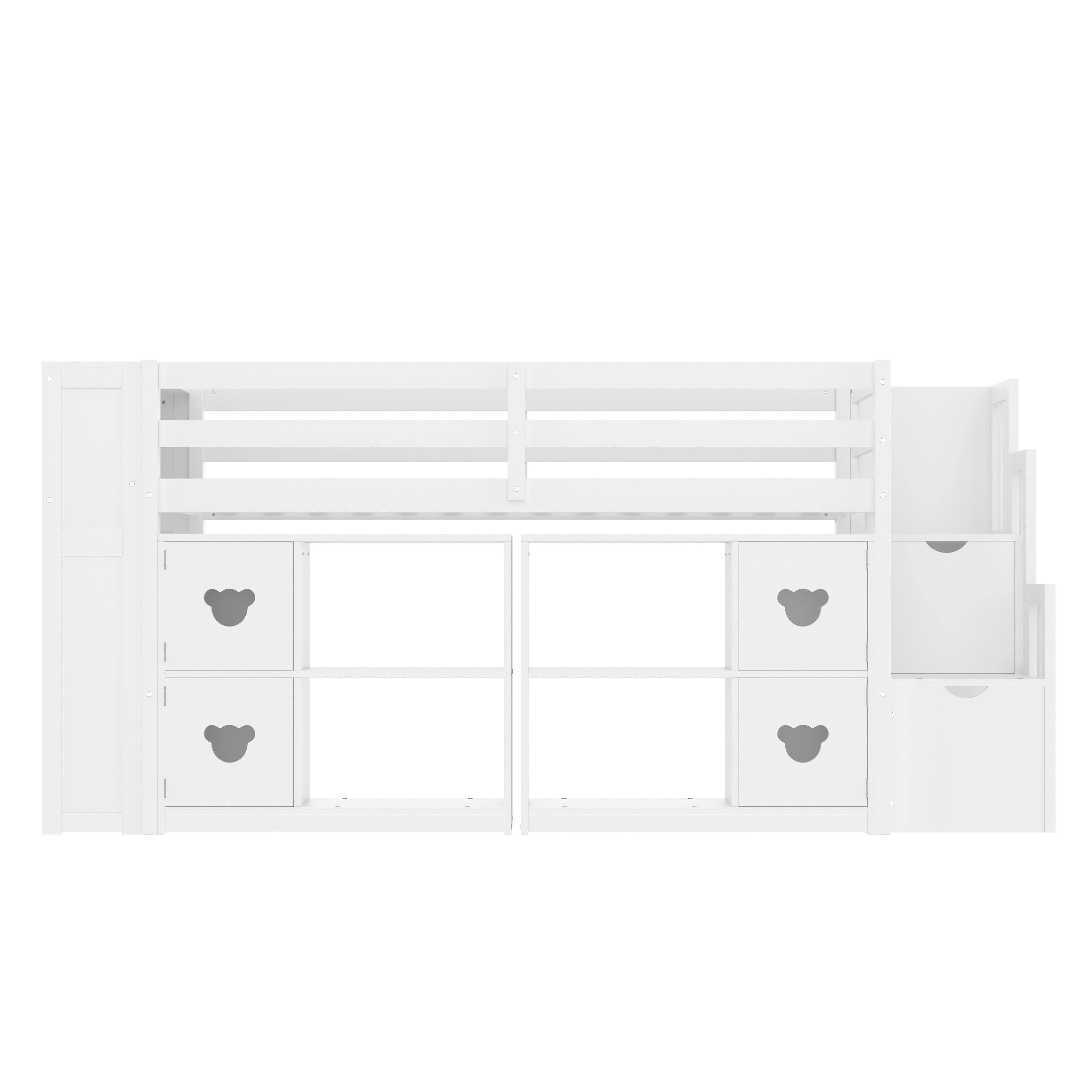 Kids Twin Loft Bed with Storage Cabinets