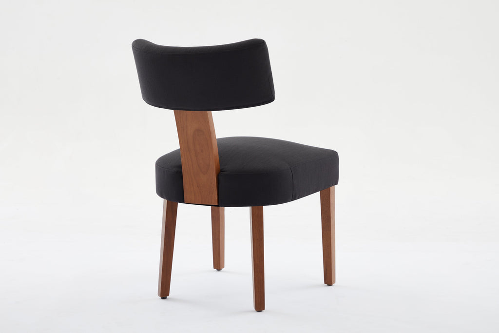2Pcs  Modern Armless Dining Chairs With Curved Wingback and Solid Wooden Legs