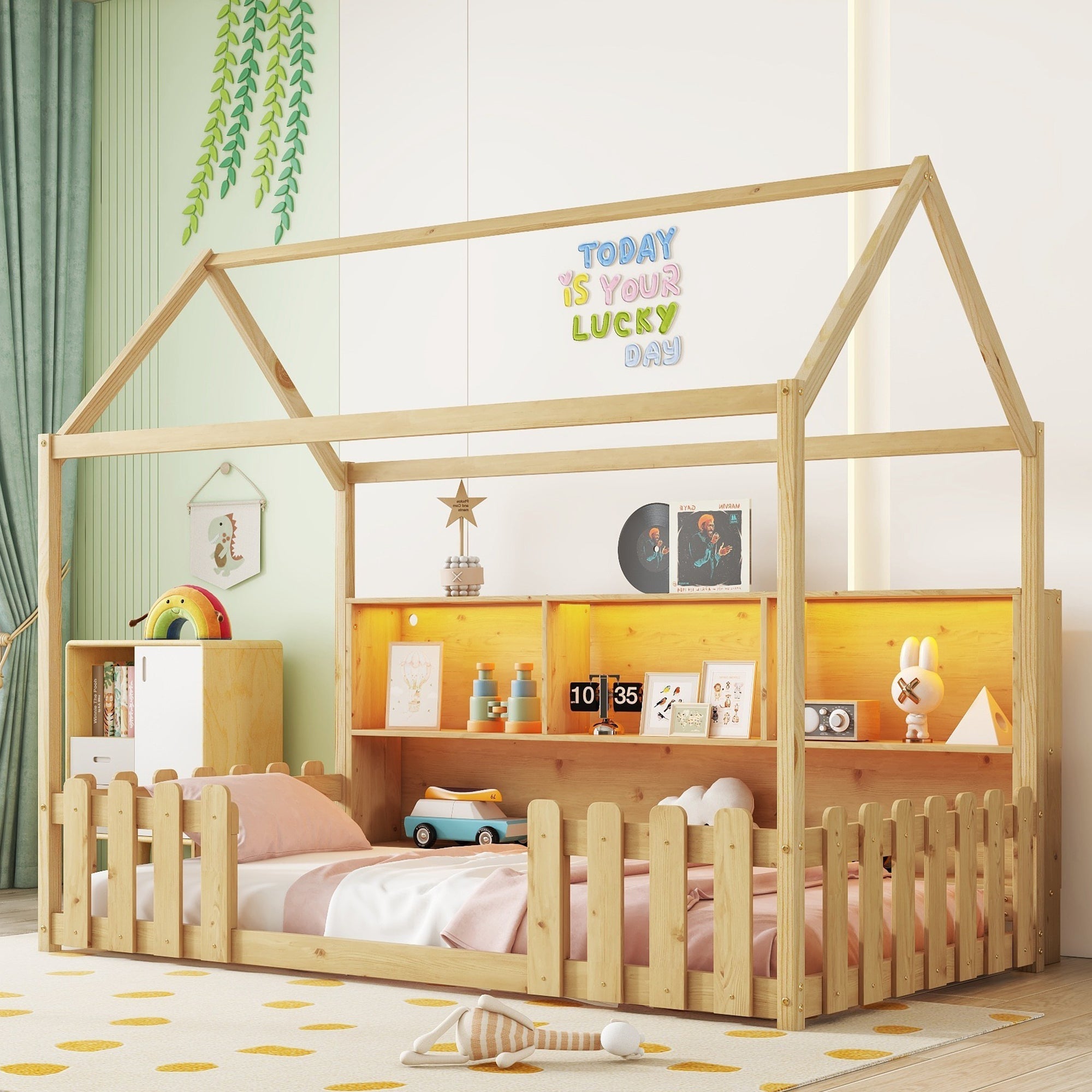 Twin Size House Bed with LED Light