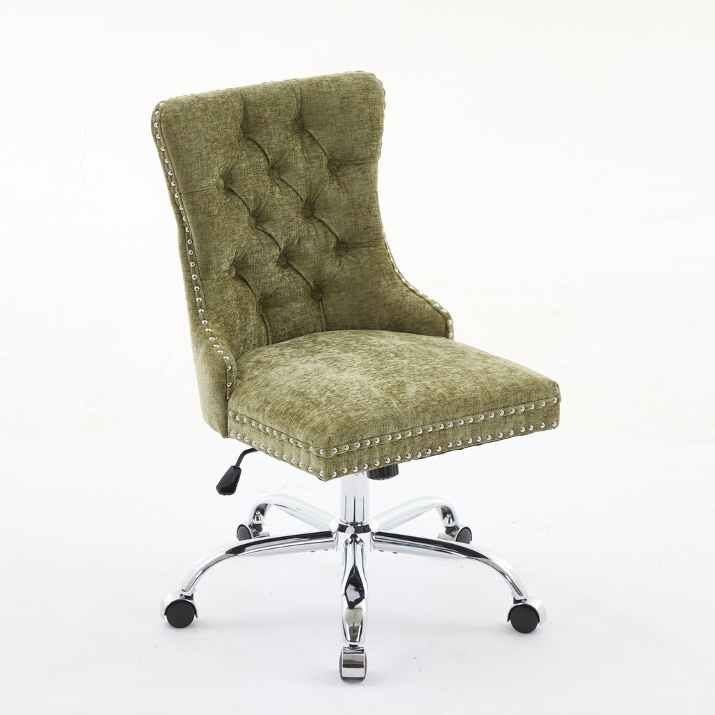 Modern Chenille Upholstered Tufted Button Home Office Chair