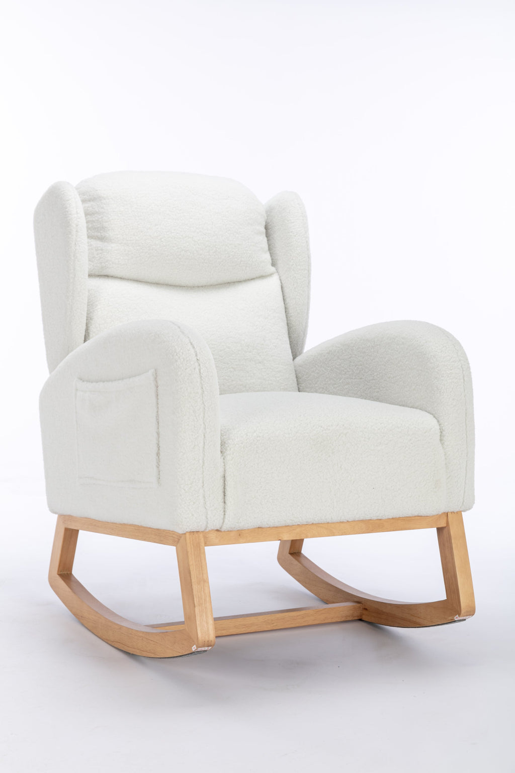 Teddy Fabric Rocking Chair with Packet Wood Legs