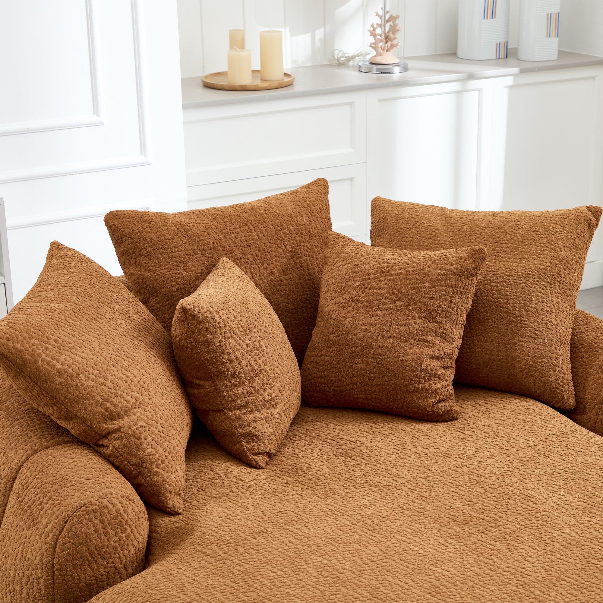 Oversized Oval Upholstered Bean Bag Sofa