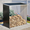 Outdoor Metal Storage Shed 62 Cu Ft Firewood Rack Patio Organizer Sloped Roof Weatherproof