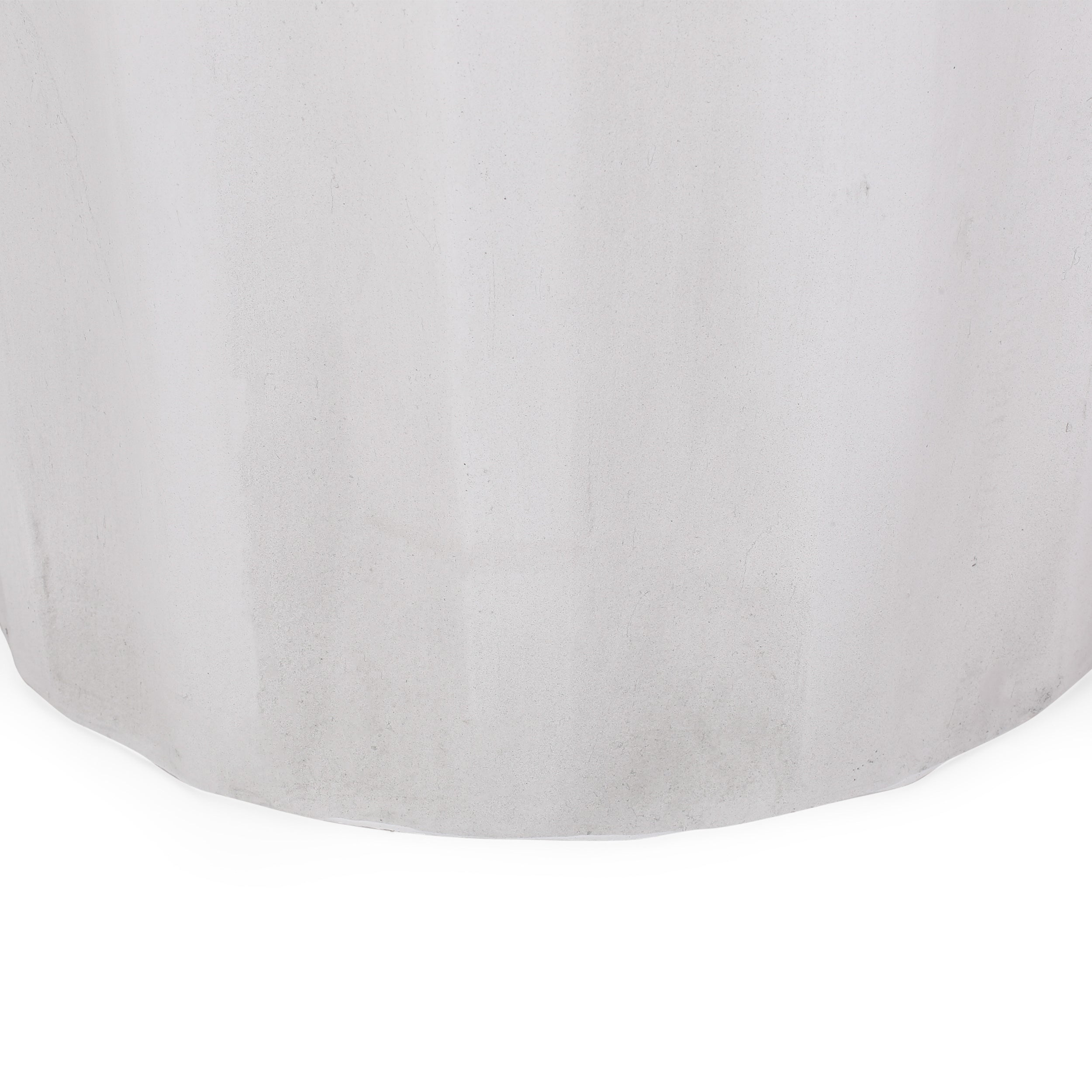 Outdoor Antique White LightWeight Concrete Side Table