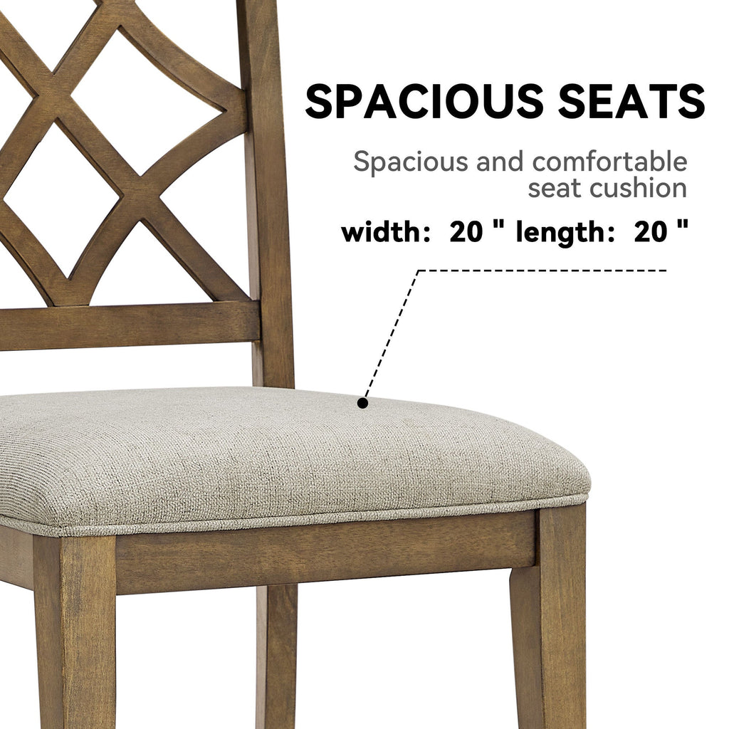 Wooden Frame Upholstered Dining Chairs (Set of 2)