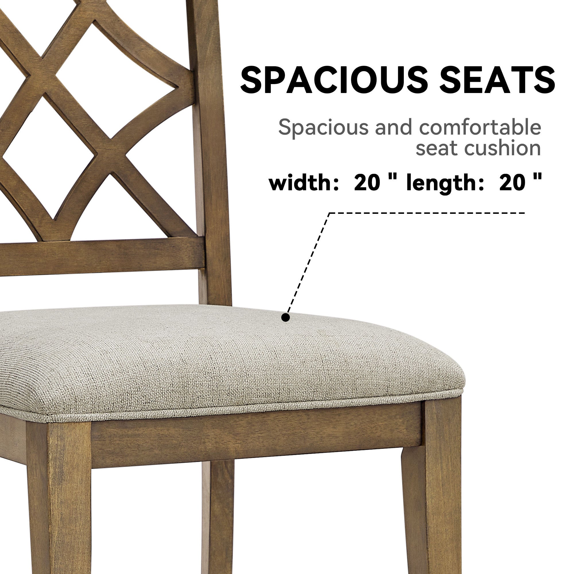 Wooden Frame Upholstered Dining Chairs (Set of 2)