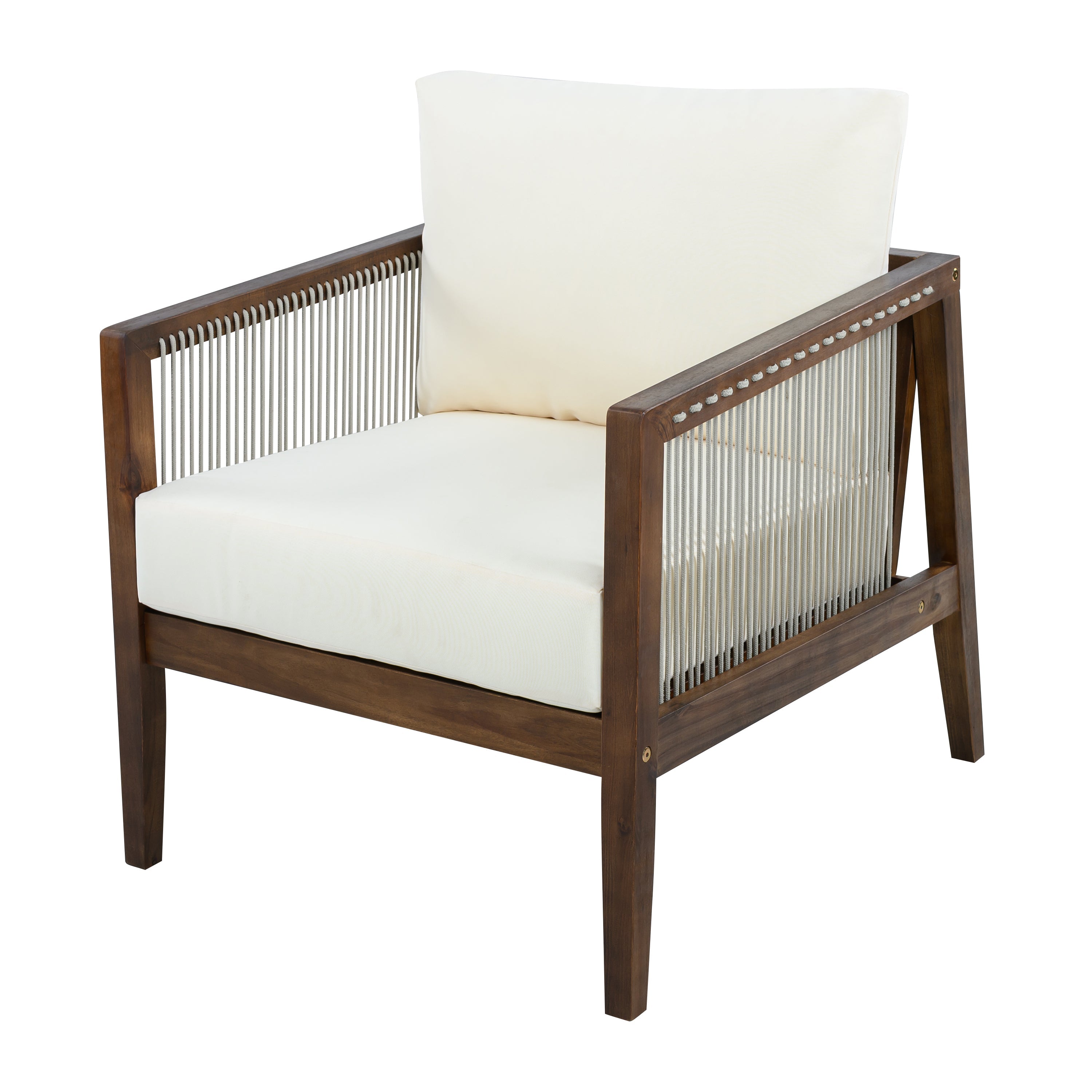 1PC/2PCS Acacia Wood Frame Outdoor Club Chair with Water-Repellent Cushions