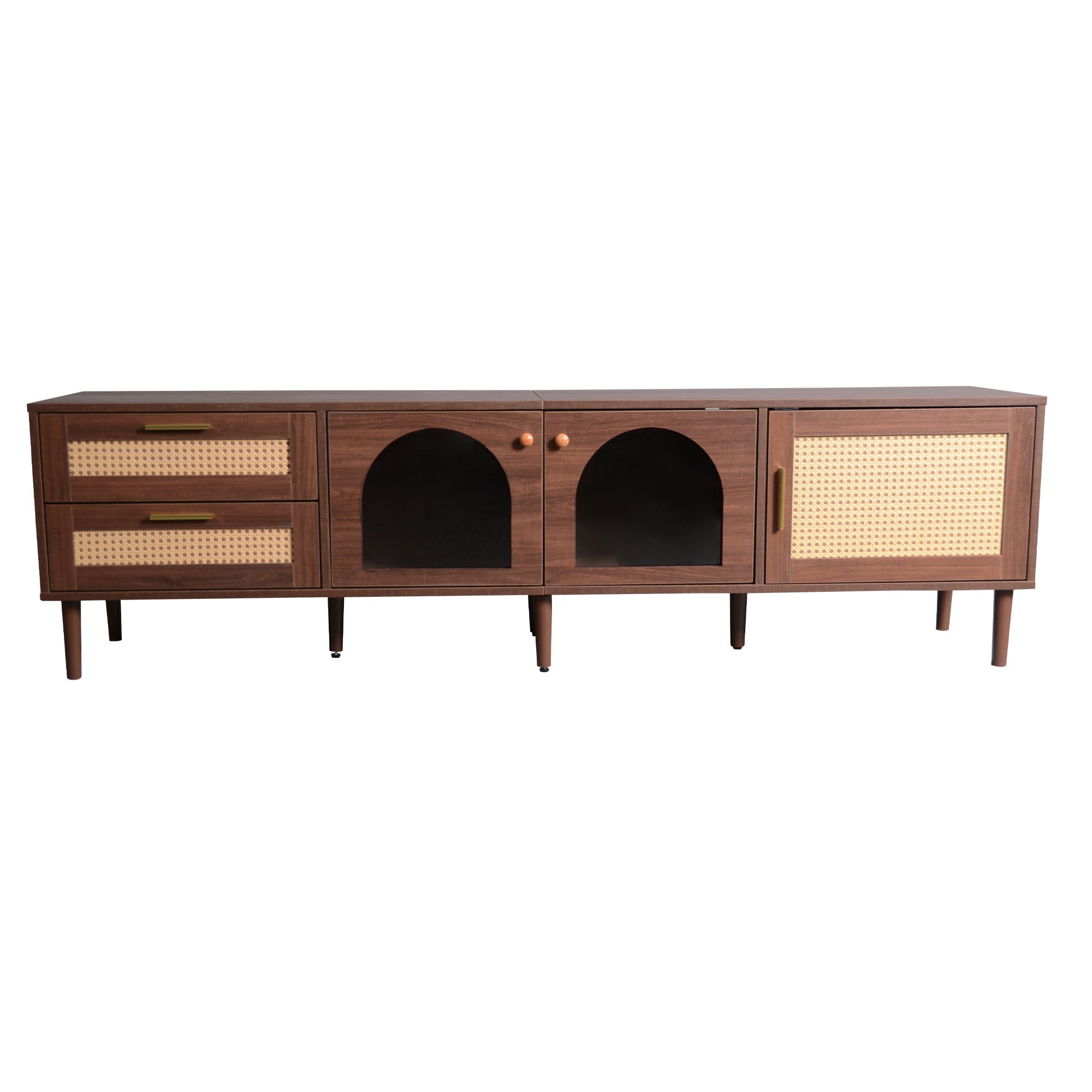 70" Rattan LED Light Entertainment TV Stand