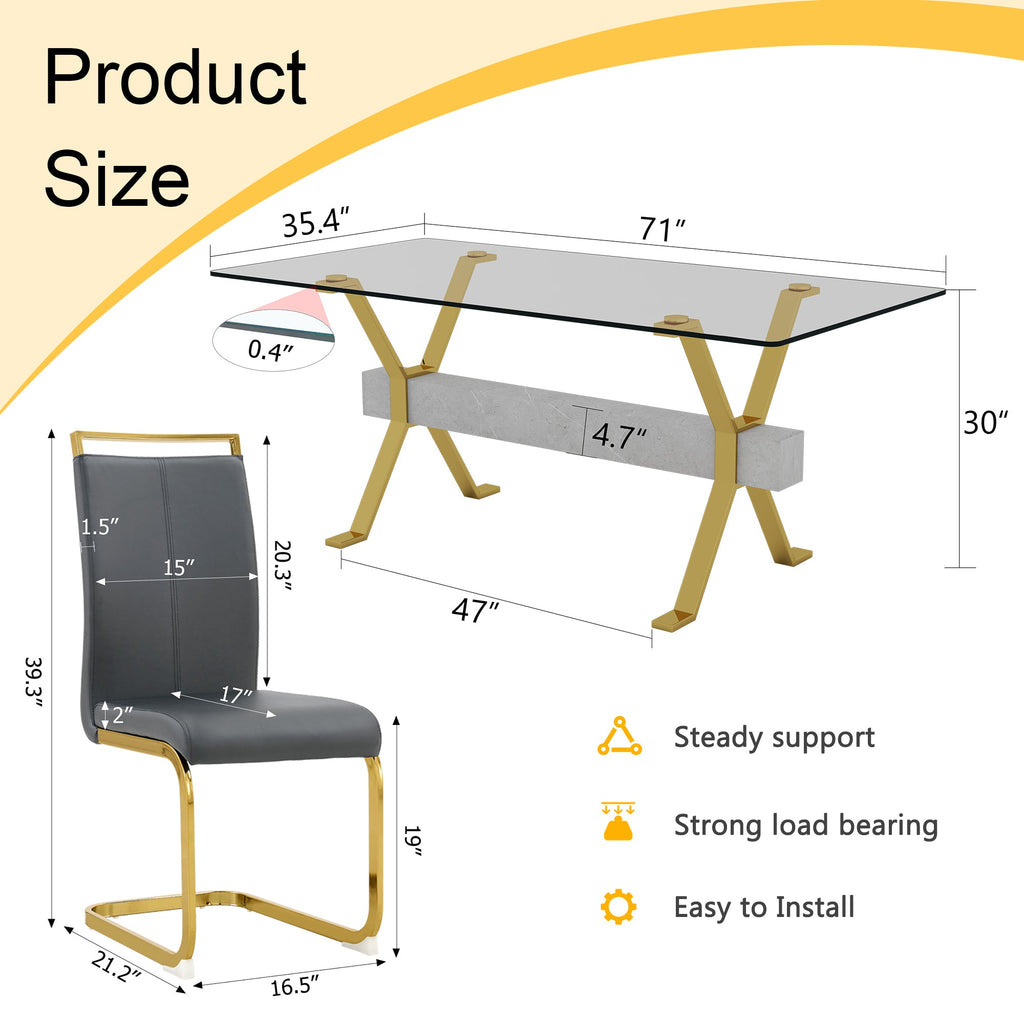 Elegant Transparent Tempered Glass Dining Set