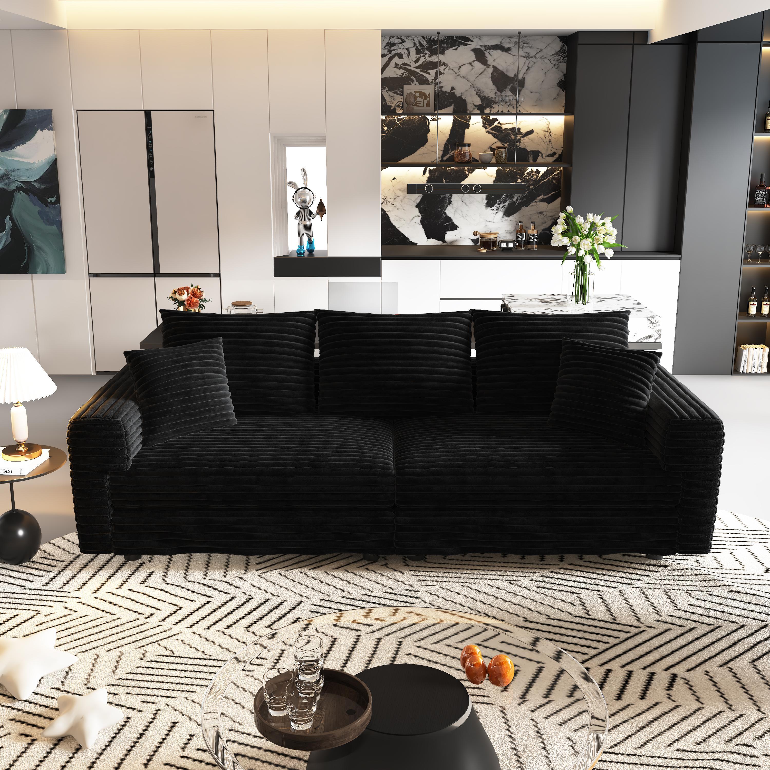 82.7' Modern Comfy Cloud Couch Sofa with Soft Pillows + Ottomans Option