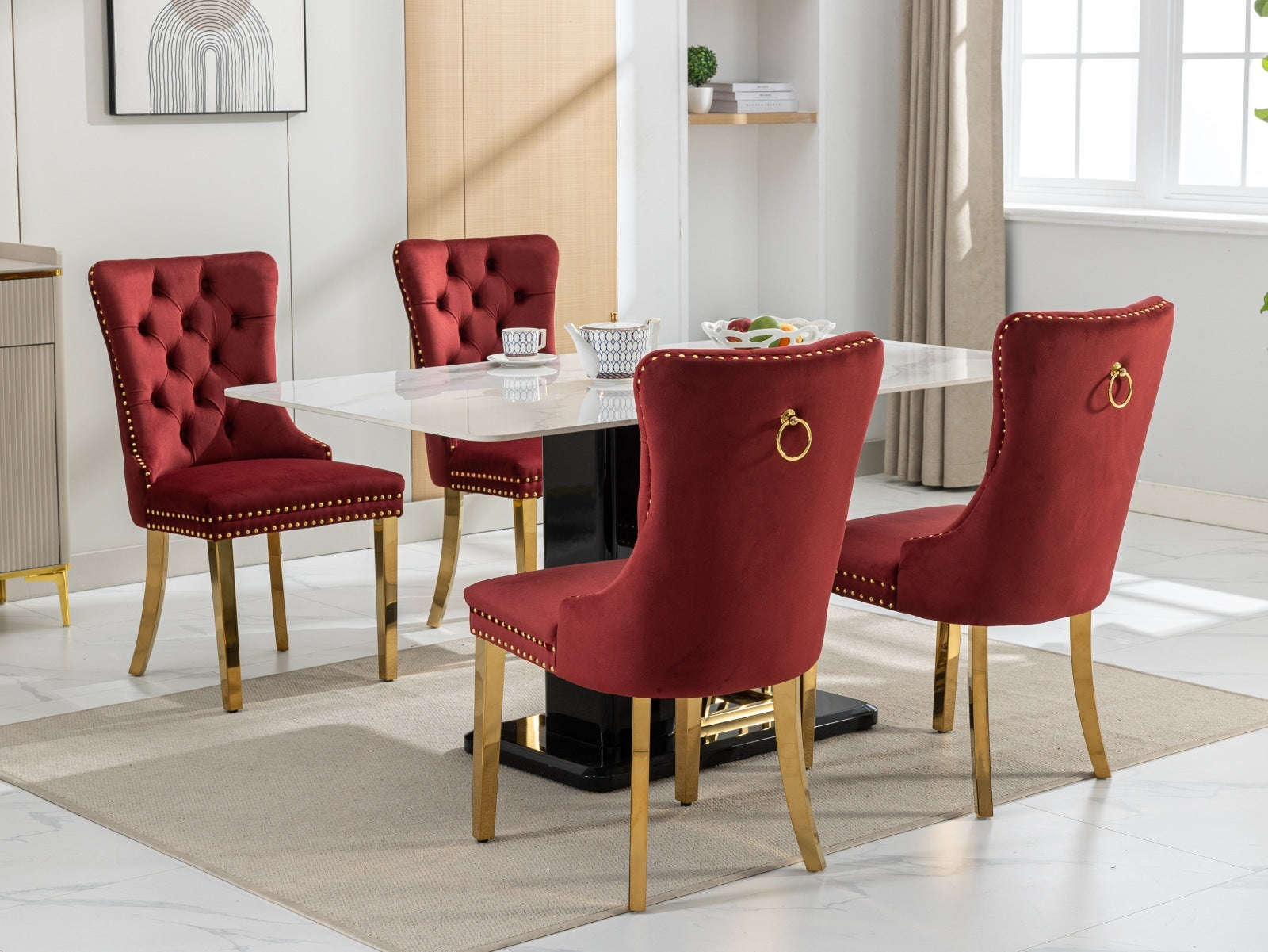 Modern High-end Tufted Solid Wood Velvet Dining Chairs (Set of 2)