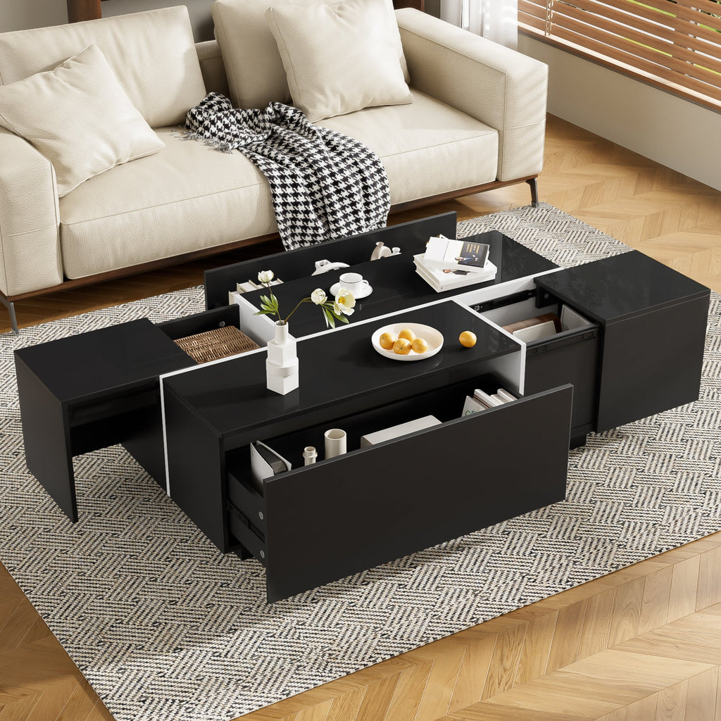 Multi-Functional Extendable Coffee Table with 2 Storage Space and Drawers
