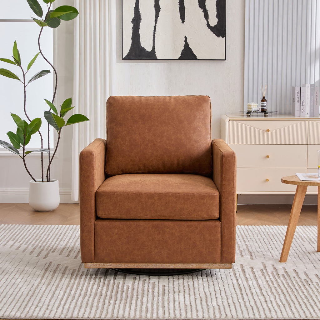Modern Square Chenille Upholstered Swivel Accent Chair