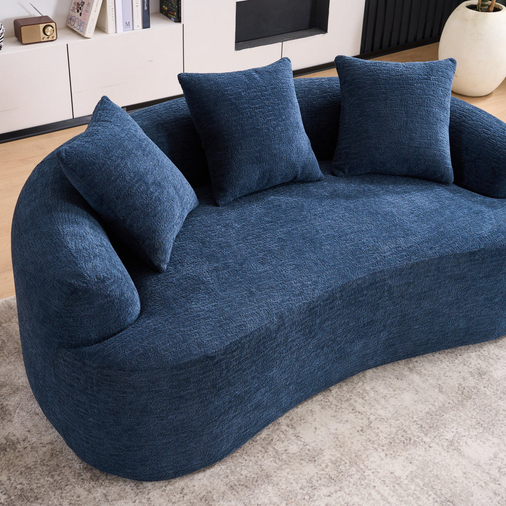 Loveseat Sofa with Wood Grain Chenille Fabric