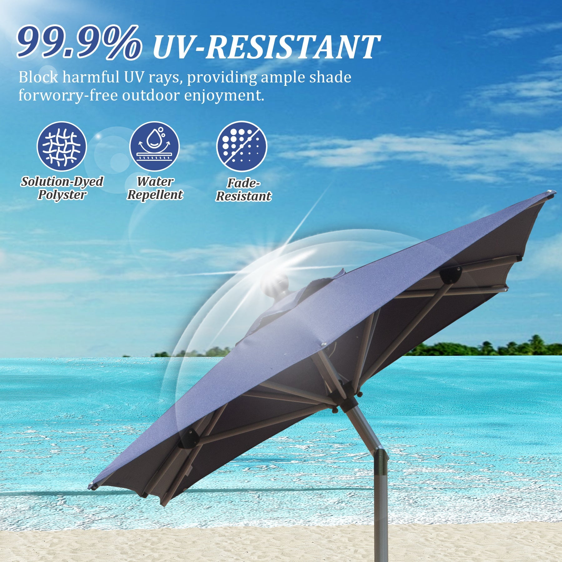 10ft Rectangle Patio Umbrella with Crank Lift and Tilt Function (Base Not Included)