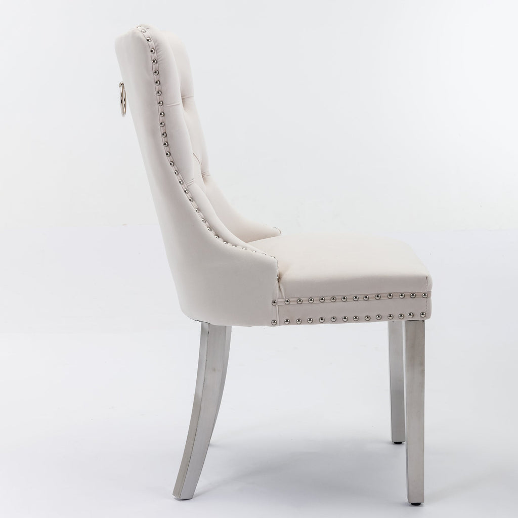 Modern High-end Tufted Solid Wood Velvet Dining Chairs (Set of 2)