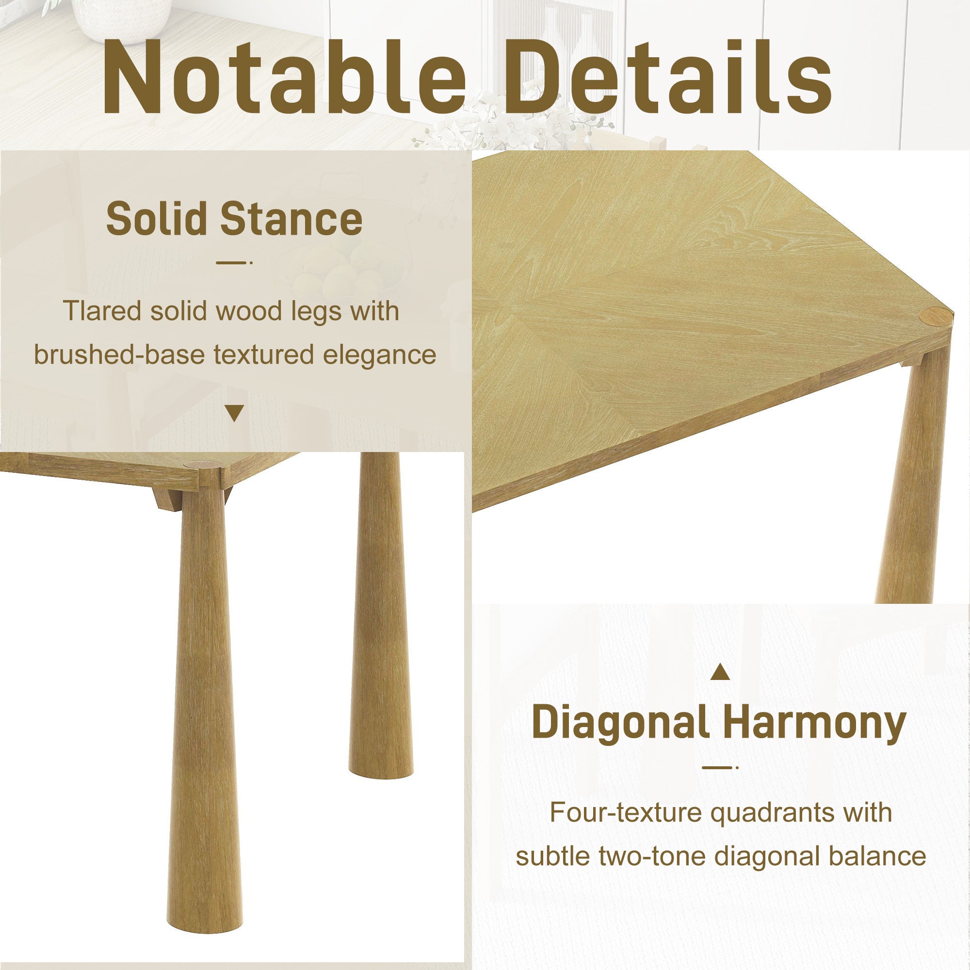 7-Piece Retro Wood Dining Table Set