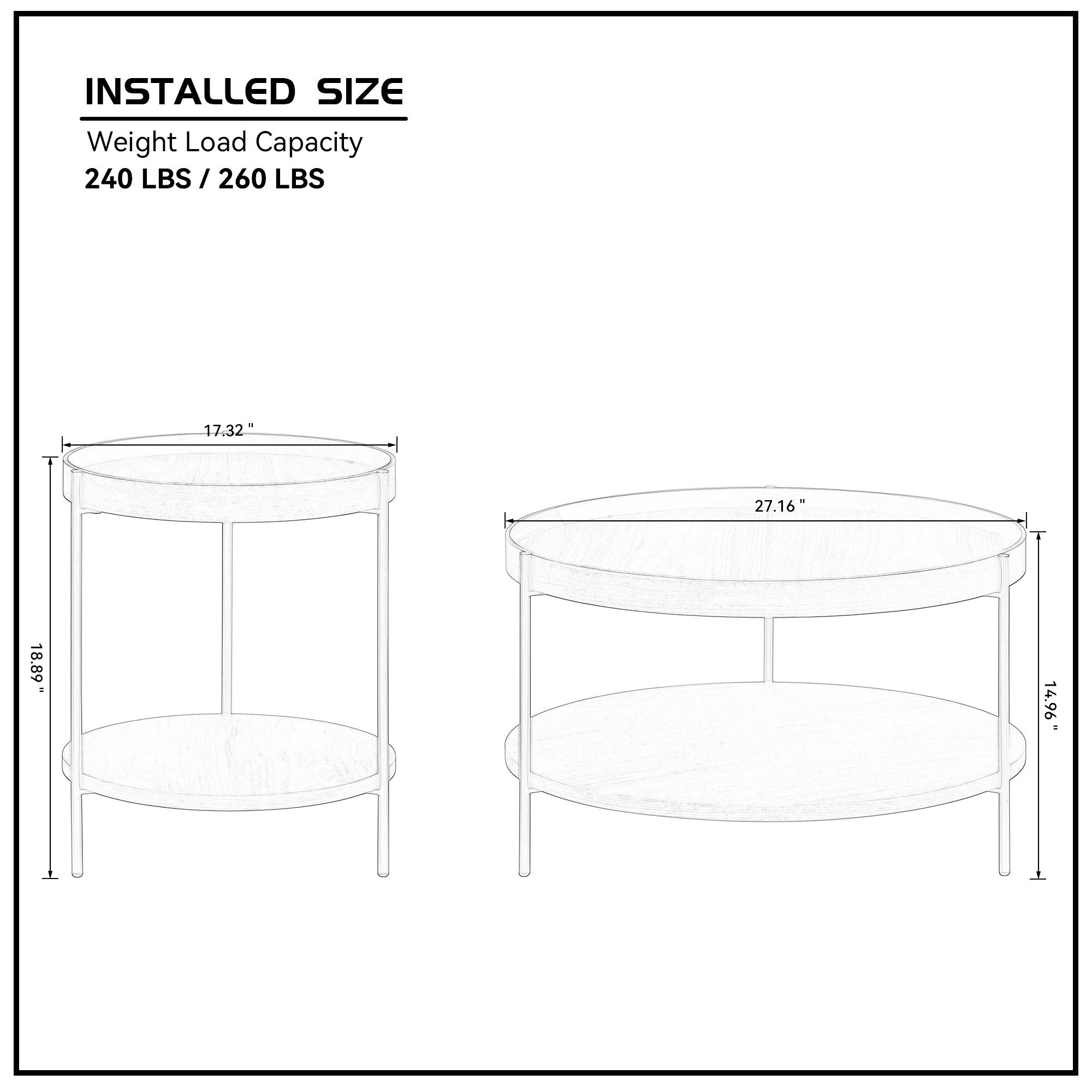 Modern 2 tier Round Coffee Table Set