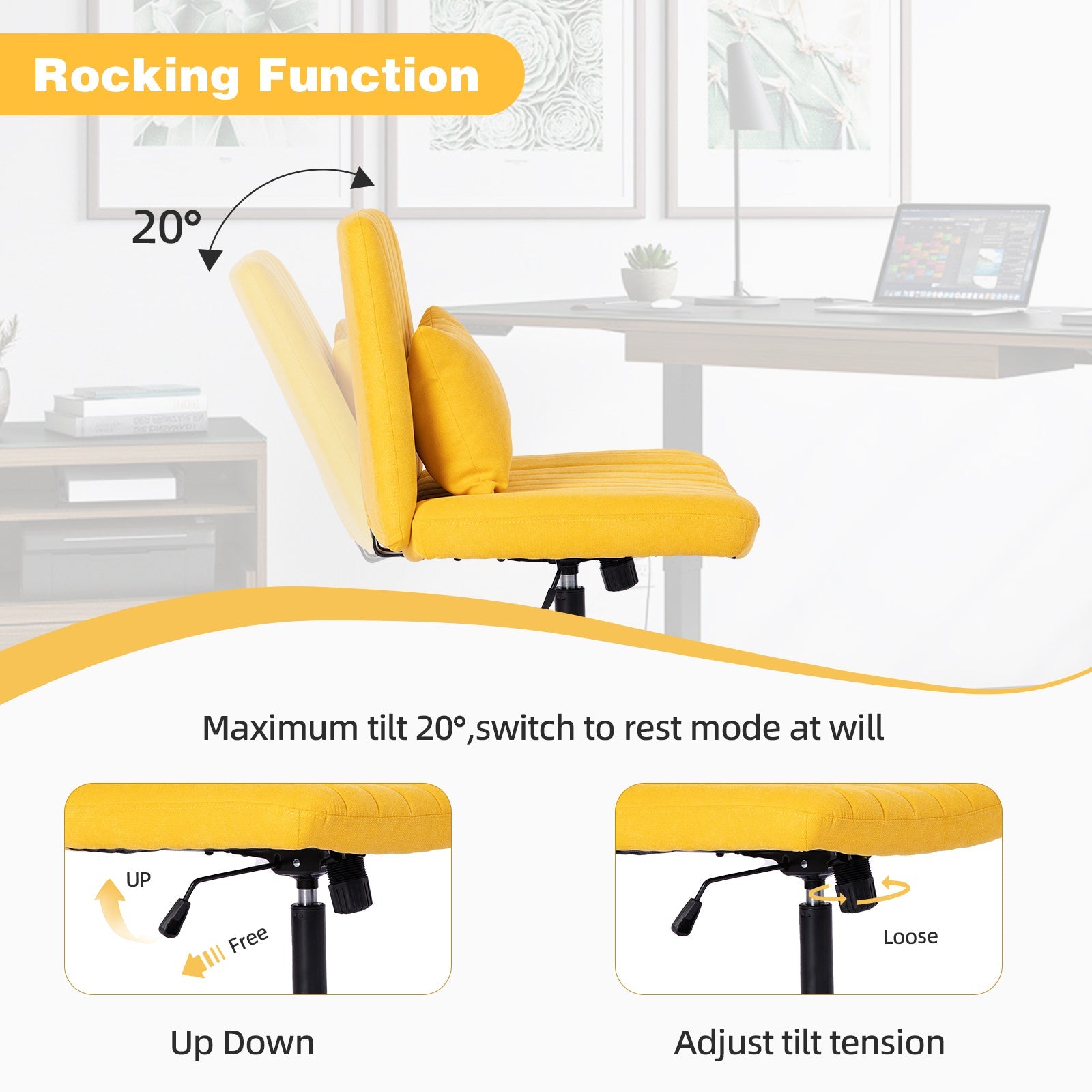 Criss Cross Armless Office Chair with Wheels