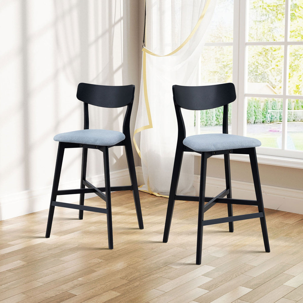 Modern Wooden Bar Chairs (Set of 2)