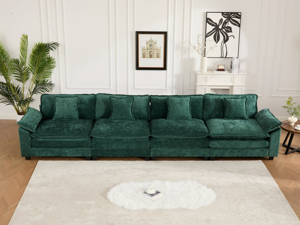 Modern Comfy Upholstered Seat Cushion Sectional Couch (Ottoman is Not Included)