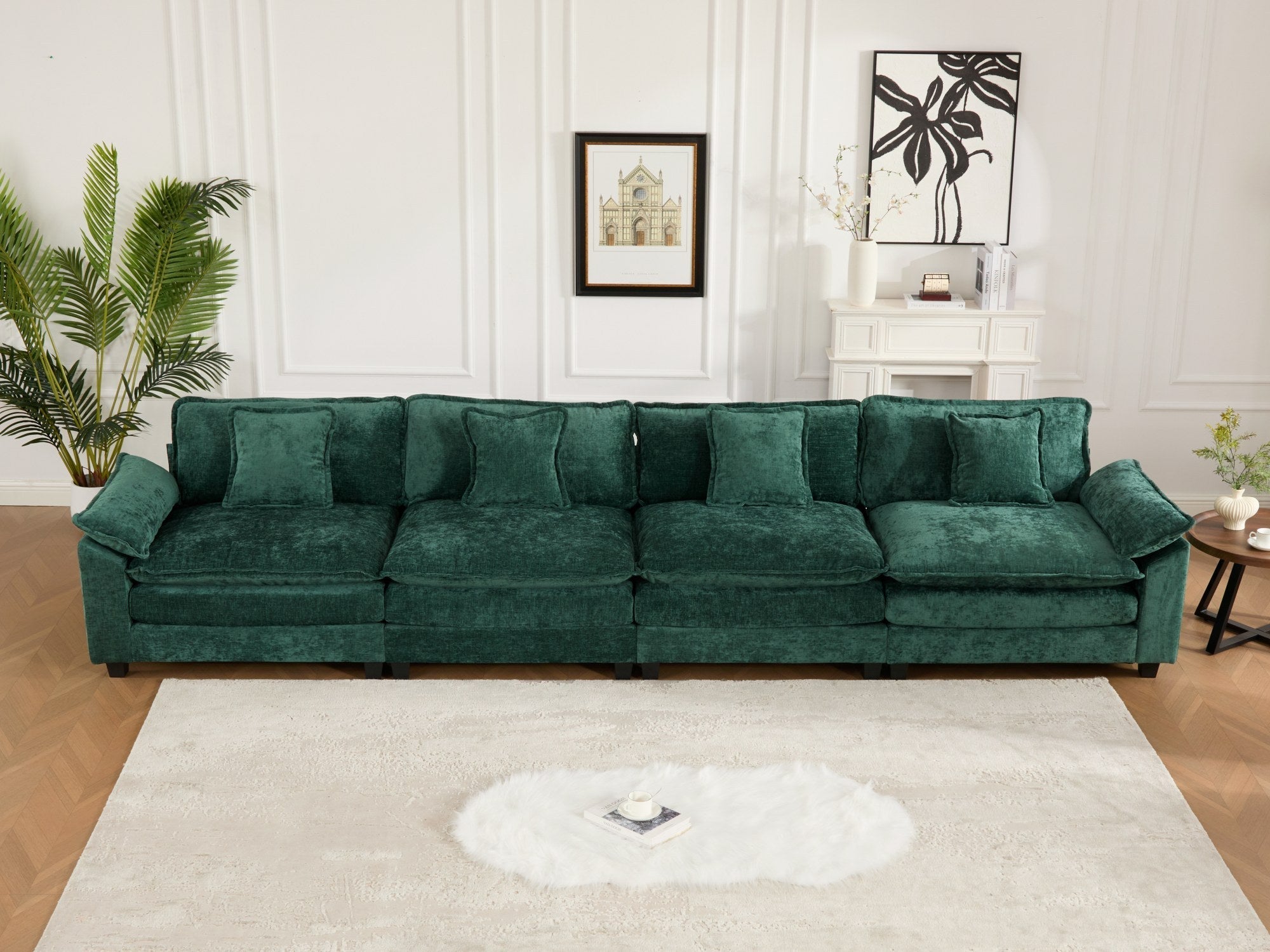 Modern Comfy Upholstered Seat Cushion Sectional Couch (Ottoman is Not Included)