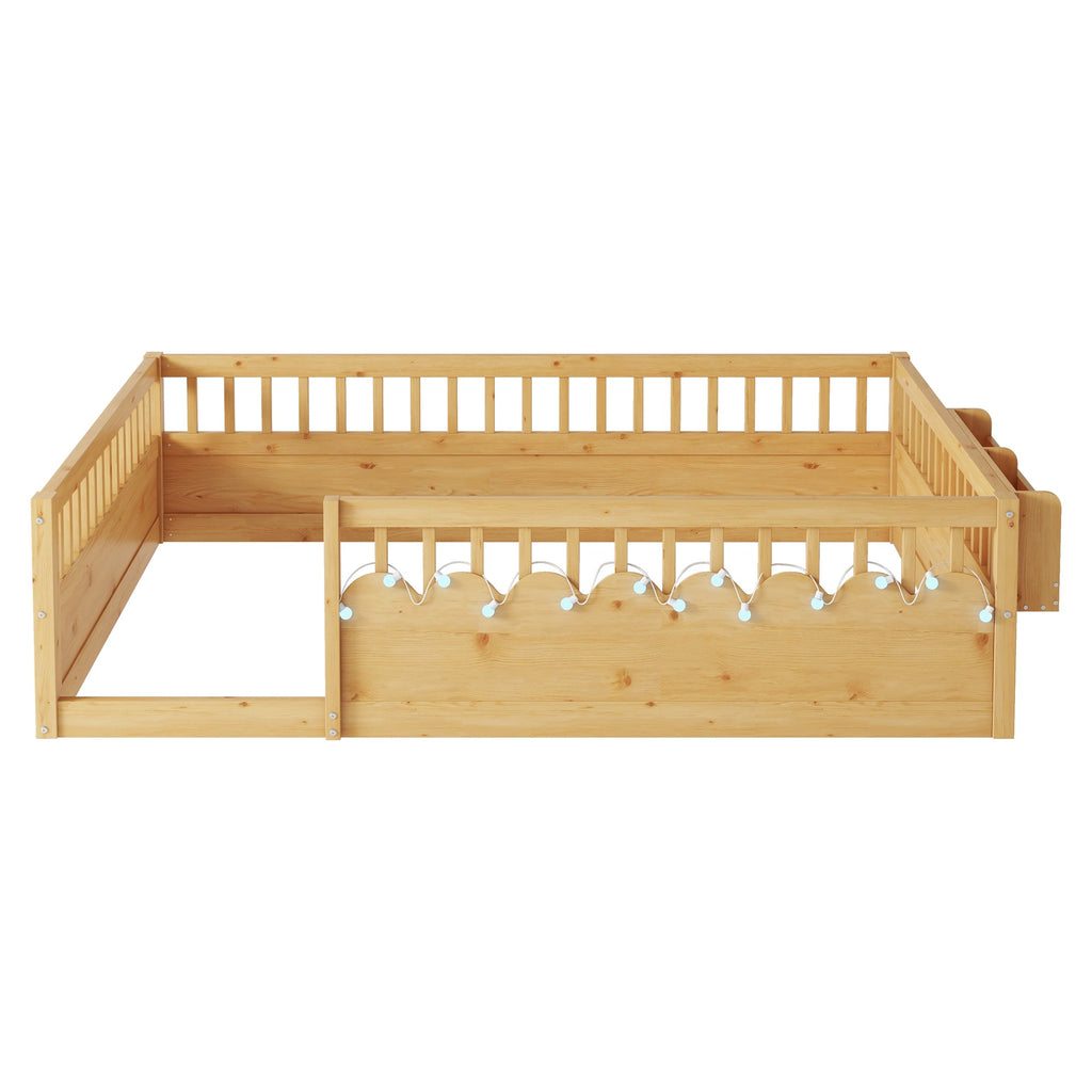 Twin/Full Montessori Floor Kids Bed Frame with High Rails
