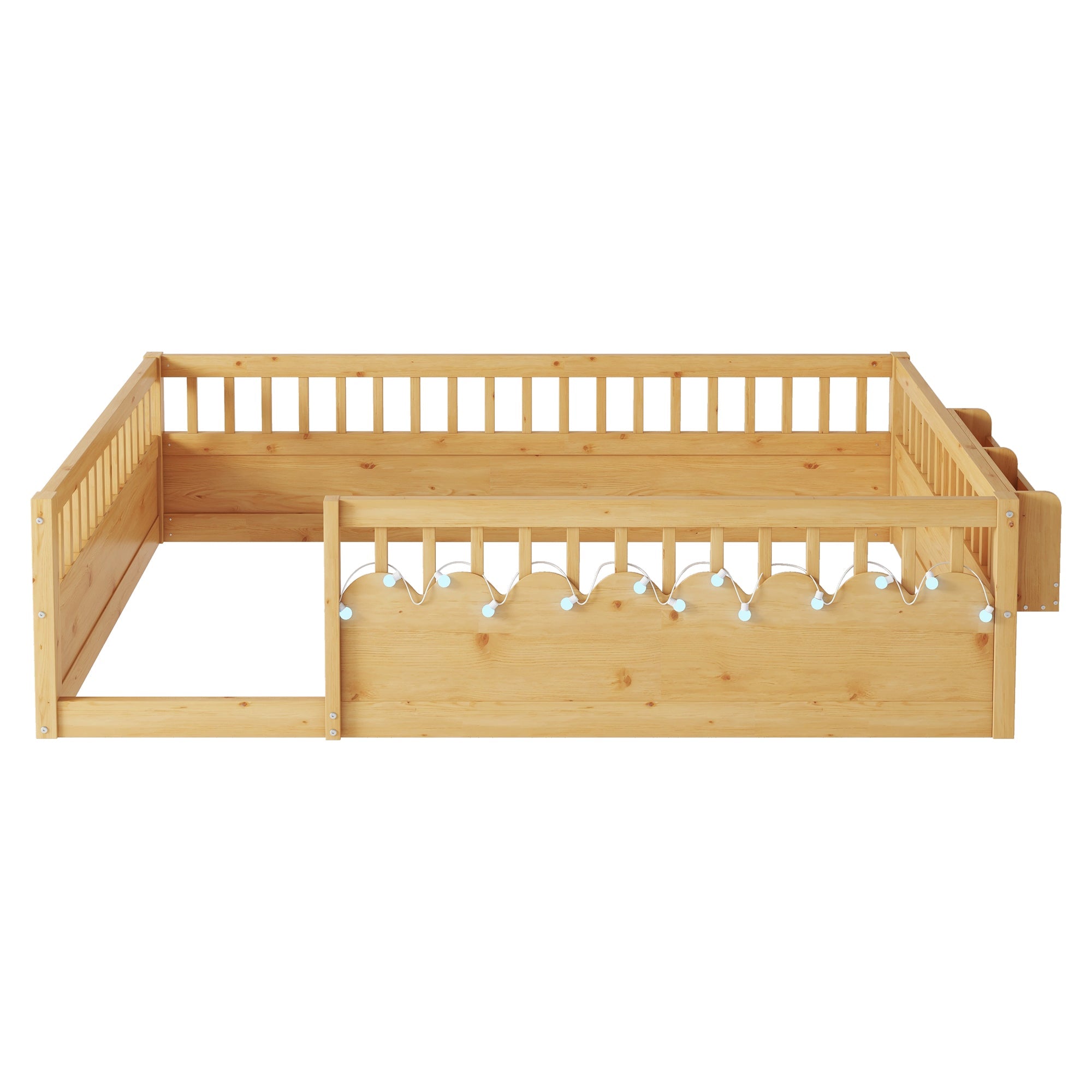 Twin/Full Montessori Floor Kids Bed Frame with High Rails