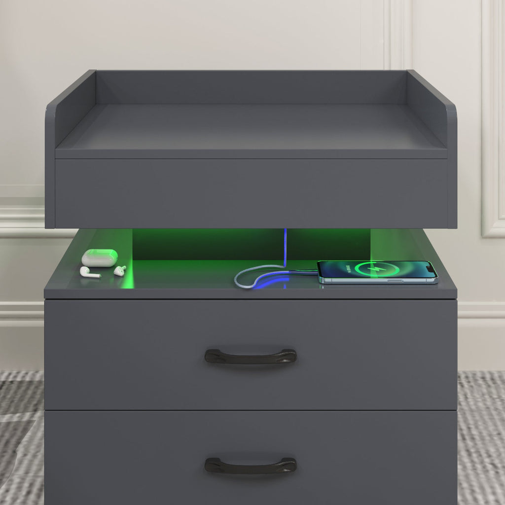 Nightstand with Remote-Controlled LED Strip Light