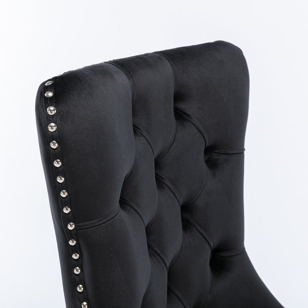 Modern High-end Tufted Solid Wood Velvet Dining Chair(Set of 2)