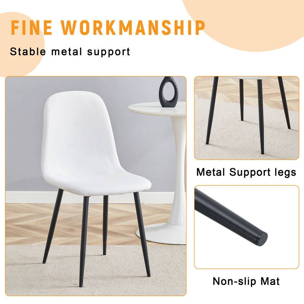 Luxury Simple Chair Black Linen Dining Chair  (Set of 4)