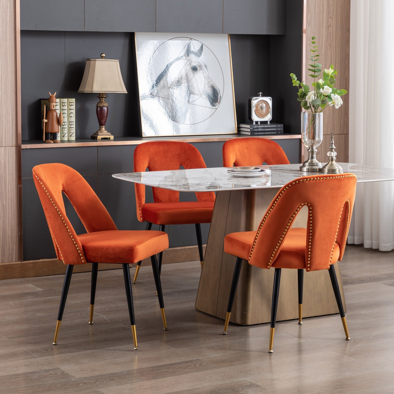 Modern Velvet Upholstered Dining Chair (Set of 2)