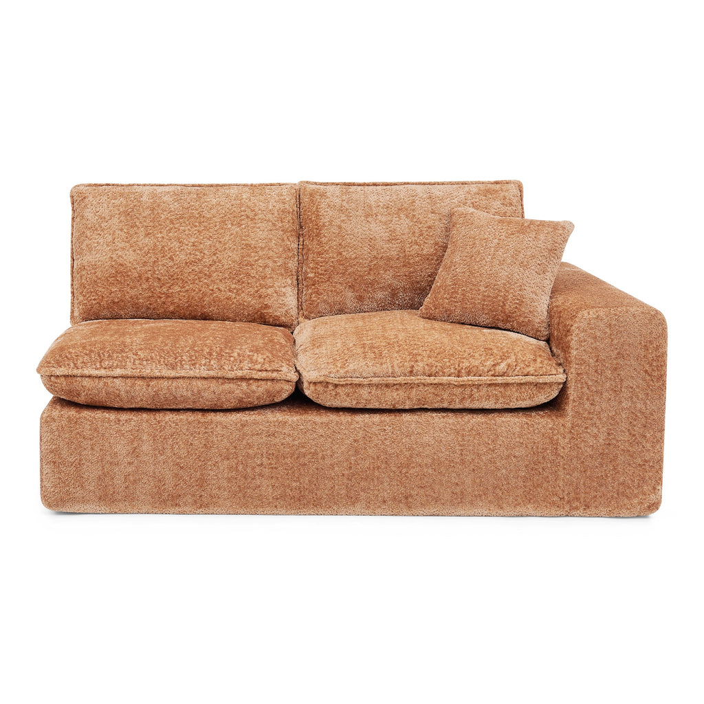 Modern Orange L-Shaped Sectional Sofa with 2 Ottomans Cloud-Like Modular Couch