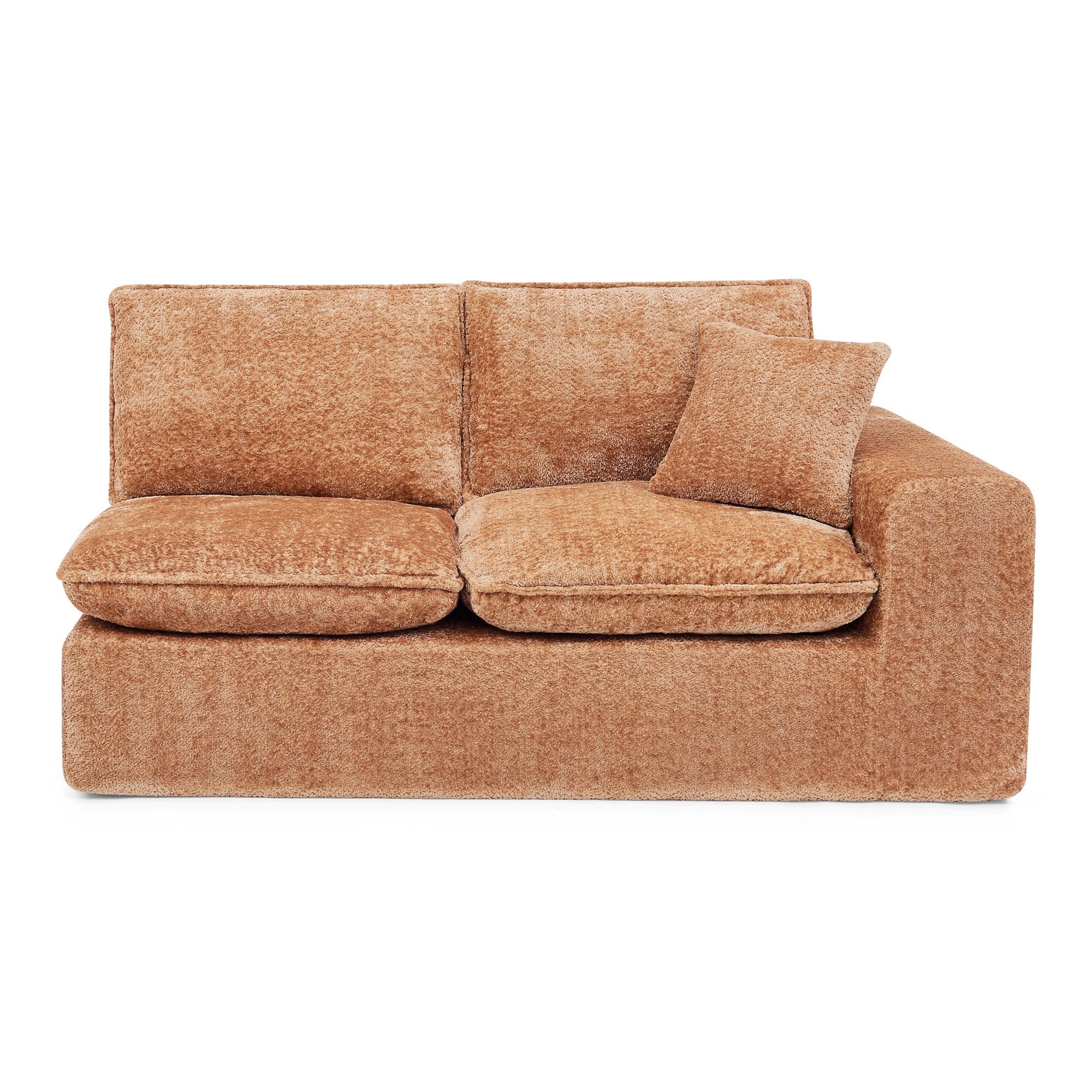Modern Orange L-Shaped Sectional Sofa with 2 Ottomans Cloud-Like Modular Couch