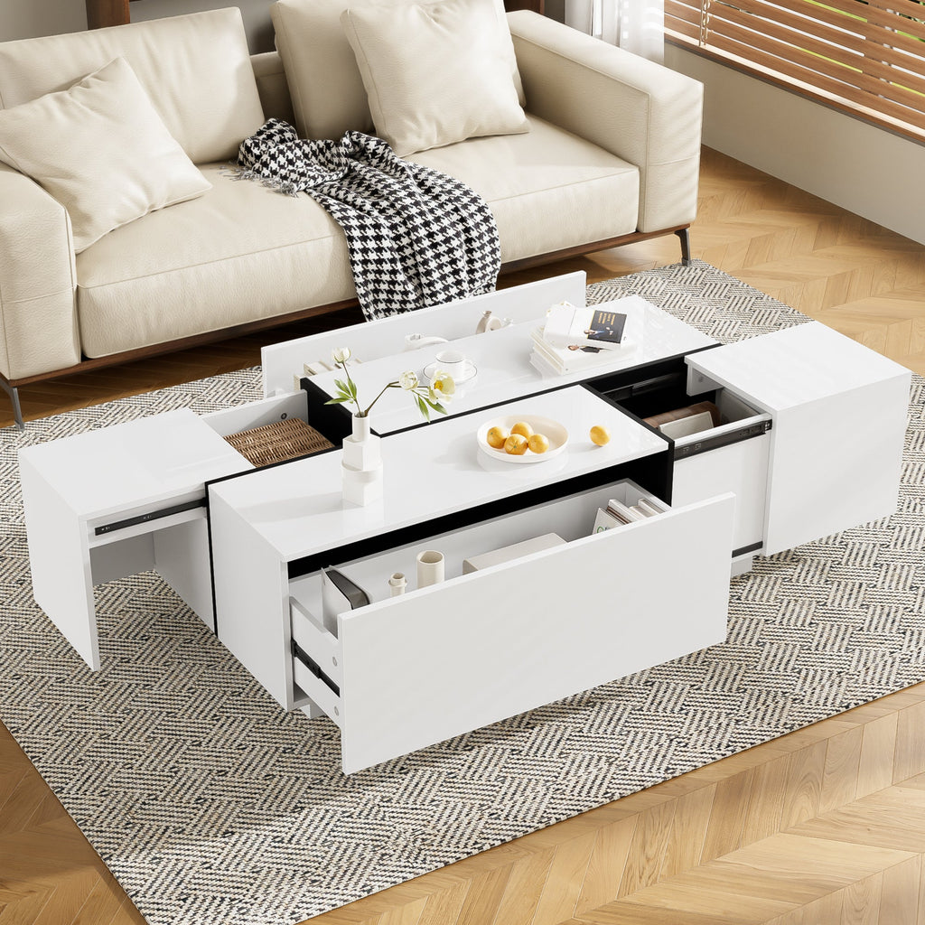 Multi-Functional Extendable Coffee Table with 2 Storage Space and Drawers