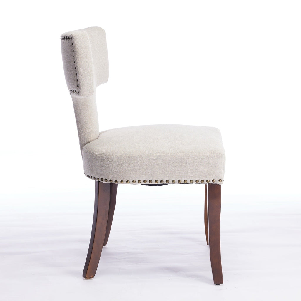 Mid Century Farmhouse Linen Fabric Dining Chairs (Set of 2)