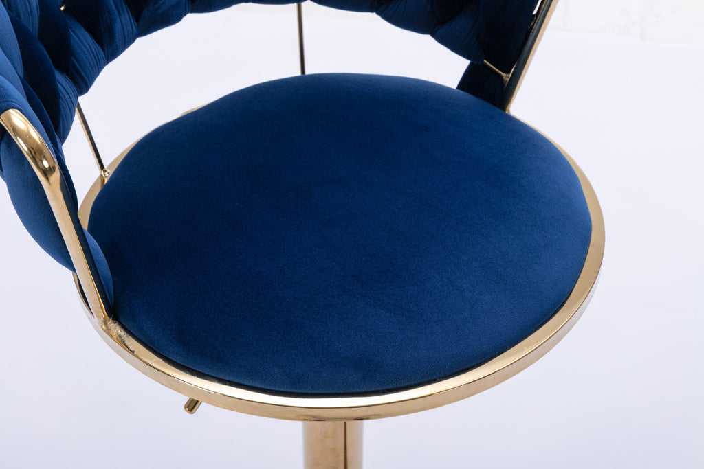 Swivel Height Adjustable Velvet Bar Stools with Golden Leg (Set of 2 )