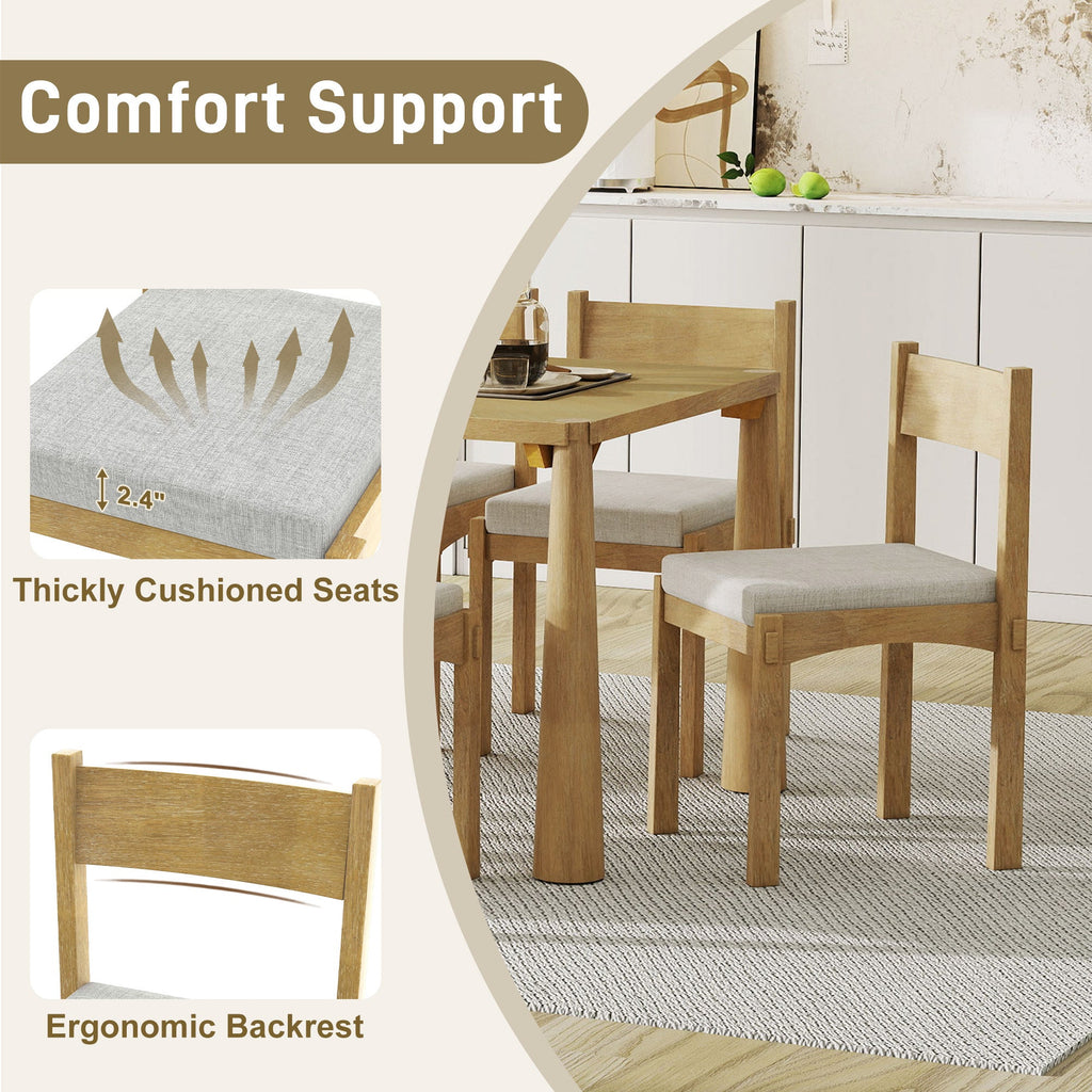 7-Piece Retro Wood Dining Table Set