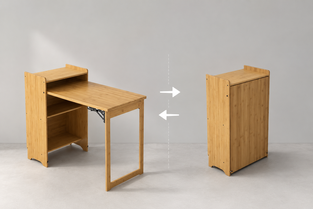 Mid Century Home Office Foldable Table for Small Space