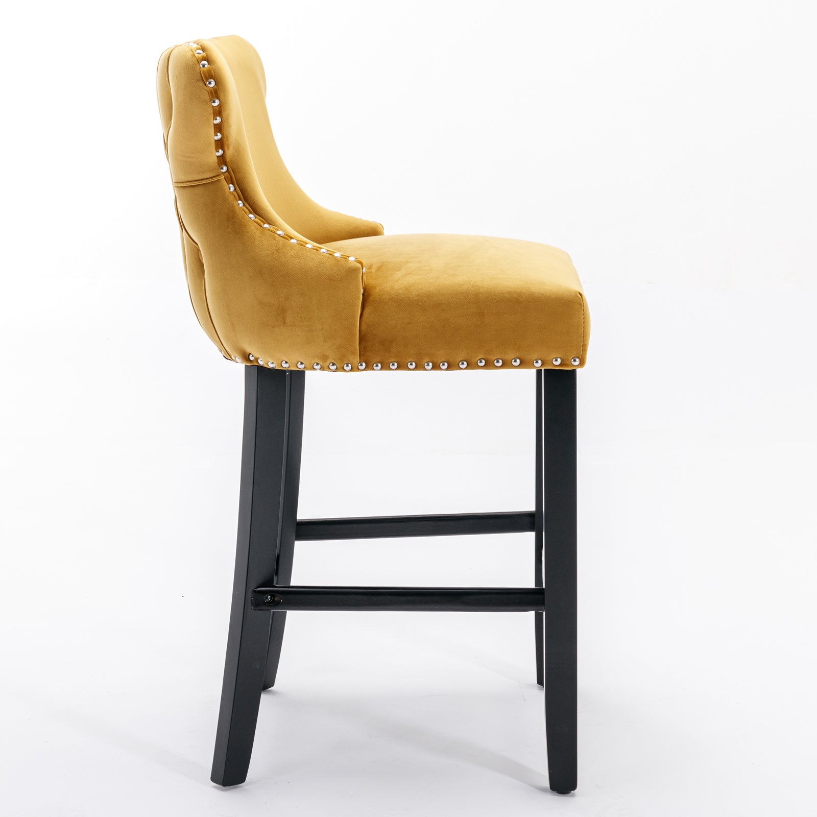 Leisure Style Velvet Upholstered Wing-Back Barstools (Set of 2)