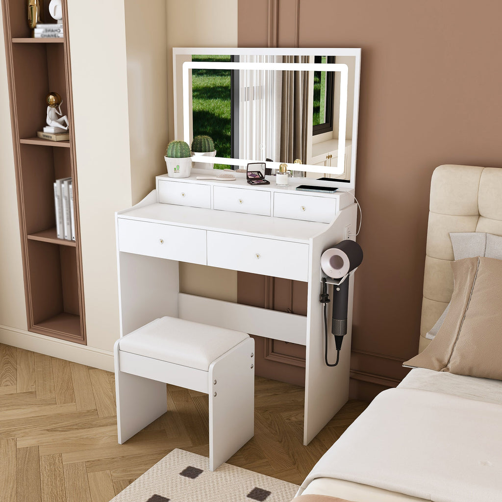 Modern Makeup Vanity Set with Power Outlet