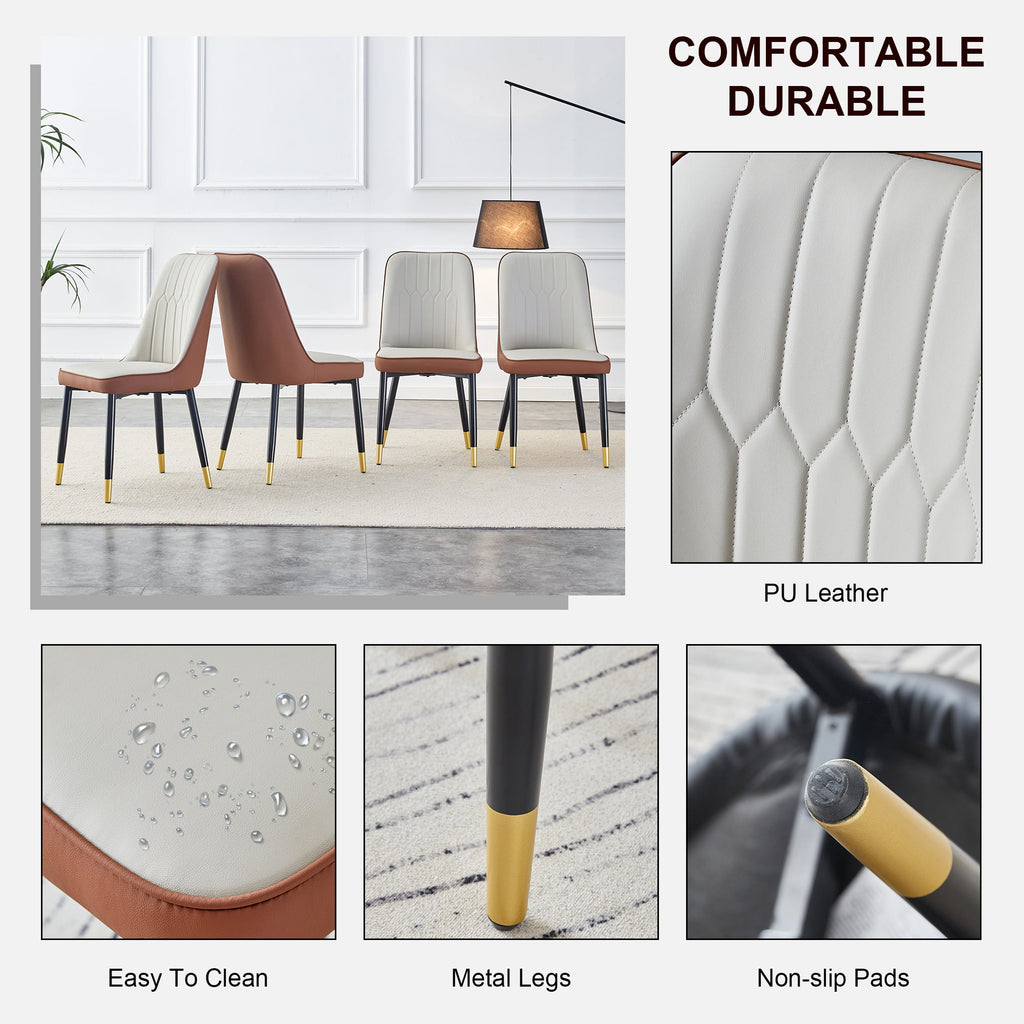 Modern PU Artificial Leather Dining Chairs (Set of 4)