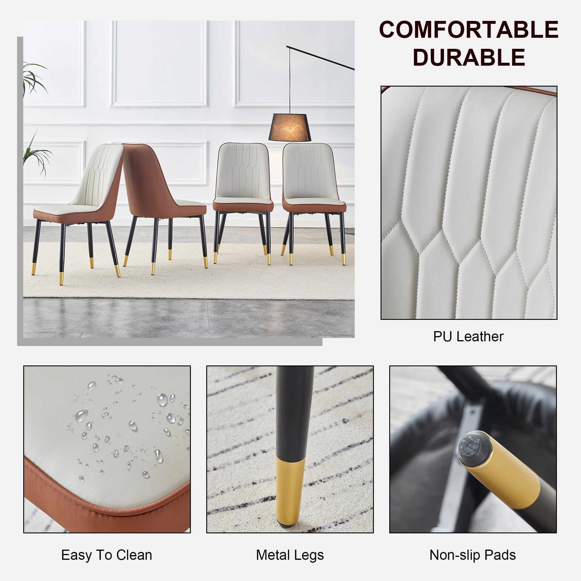 Modern PU Artificial Leather Dining Chairs (Set of 4)