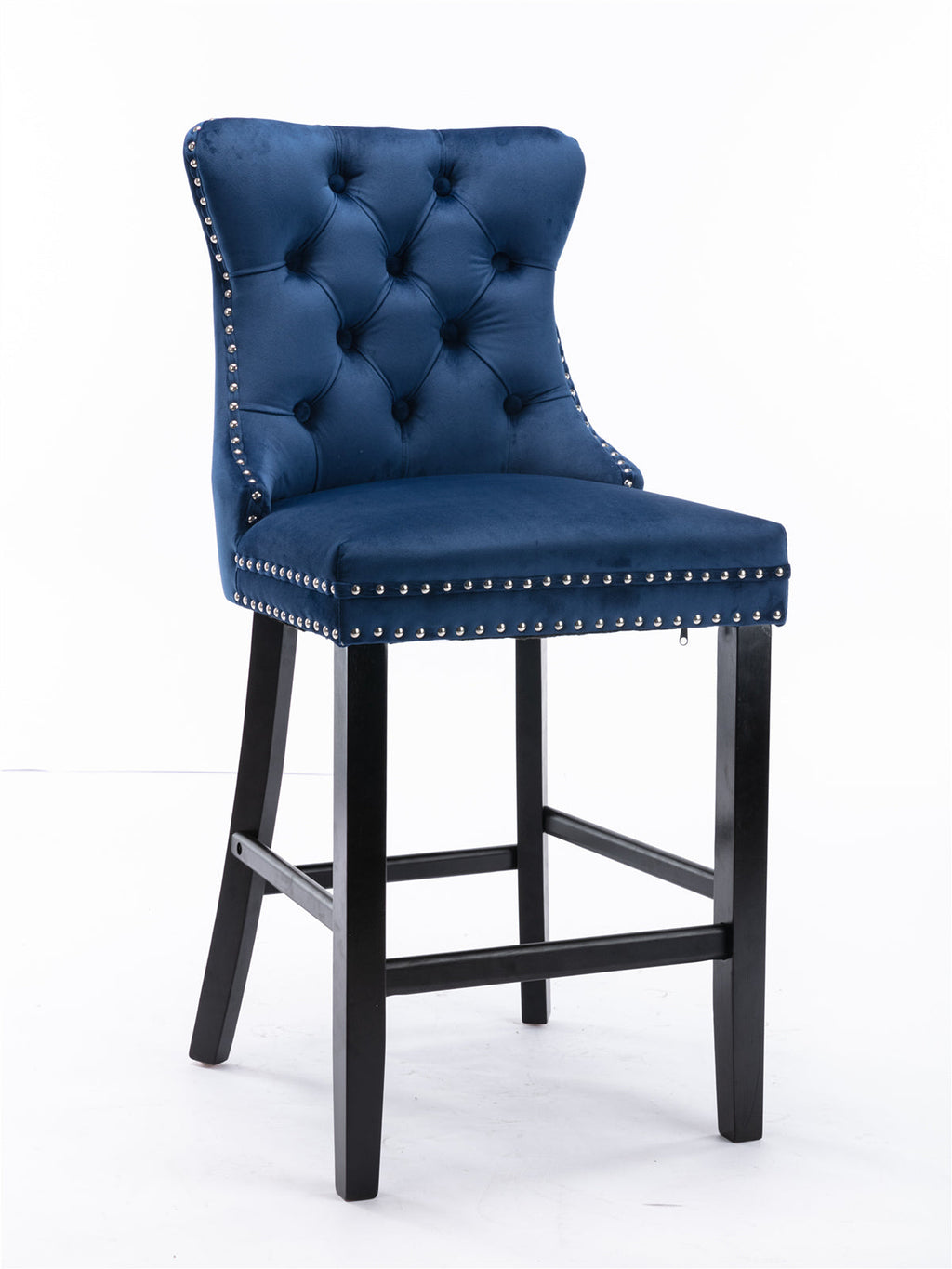 Contemporary Velvet Upholstered Barstools with Button Tufted Decoration (Set of 2)