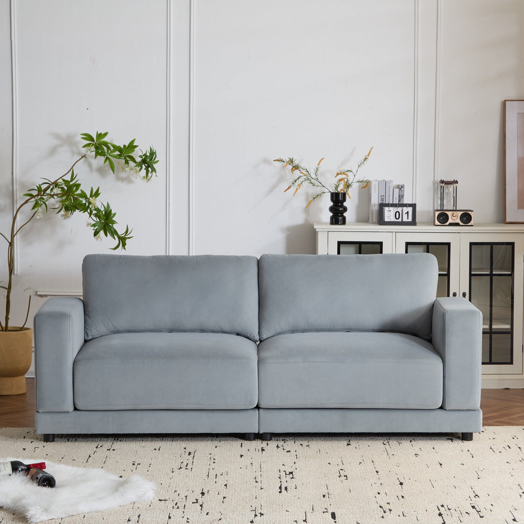 81'' Modern Square Arm Sofa with Soft Fabric Upholstery